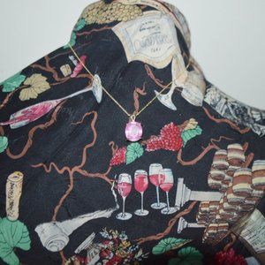 14 Karat Yellow Gold Necklace 16 Inches Pendant Center Stone Pink Sapphire